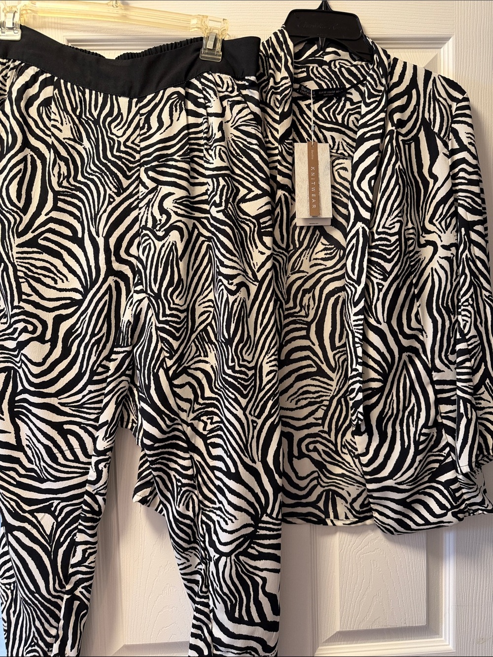 Bershka Black & White Zebra Knitwear Set